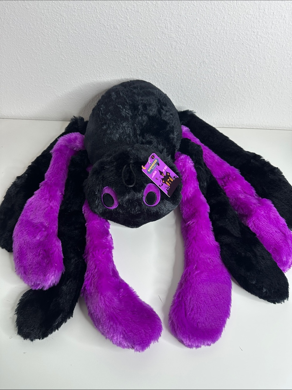 Plush Halloween Spider Toy - Black & Purple Plush Pet Toy